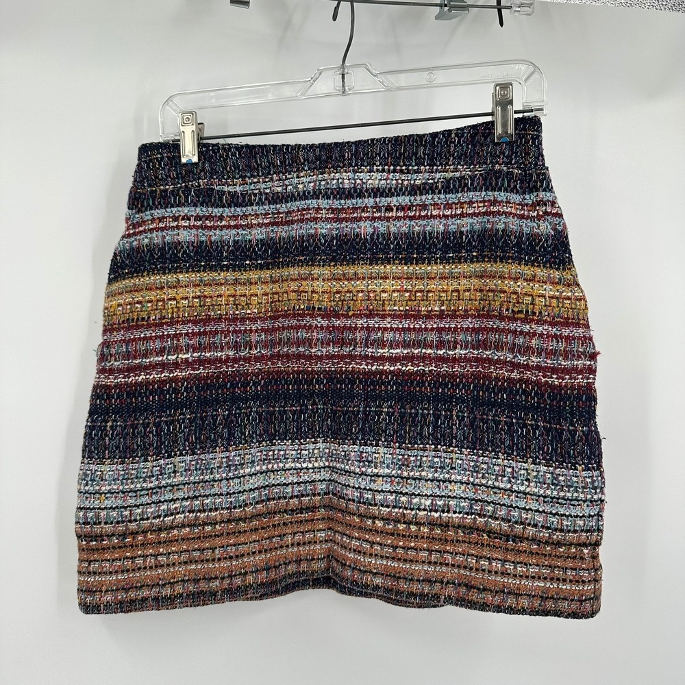 Womens Preppy Tweed Mini Skirt Size L Dark Academia Colorful Boucle Layering